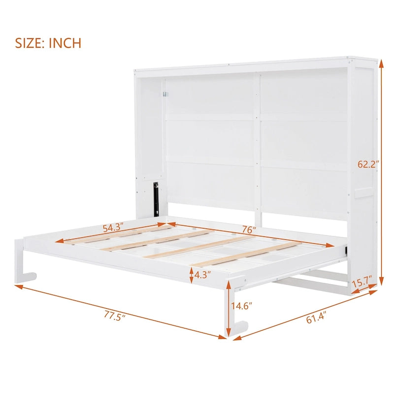 Murphy-Wandbett in Full Size mit Doppelkolben-Klappmechanismus und Lattenrost aus Holz in Grau